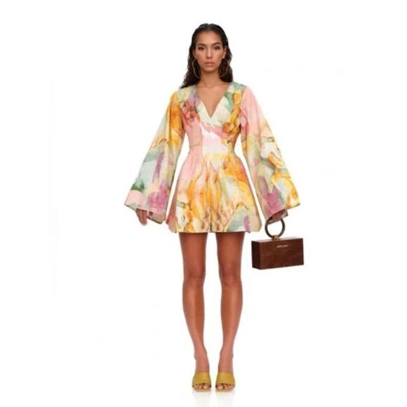 ANDREA IYAMAH Sz XXL 2x Zuli Print Pana Romper NWT Watercolor Cotton - Picture 10 of 11